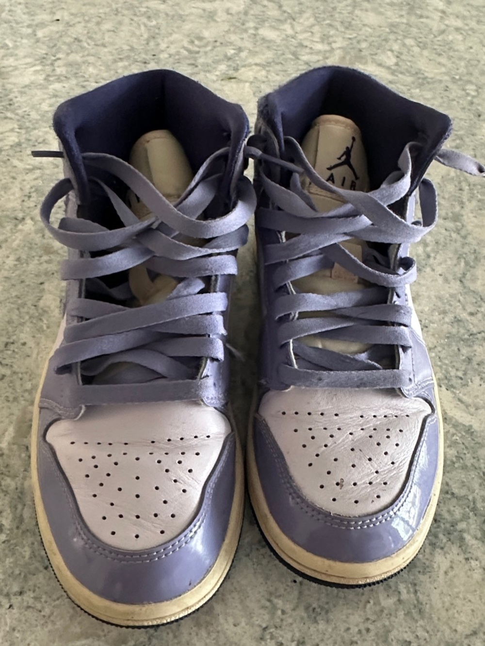 Jordan Women's Lavender and White High-Top Sneakers